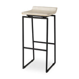Givens 31.8"H Seat Height Natural Wood W/Black Metal Frame Bar Stool by Mercana at Eve Furniture