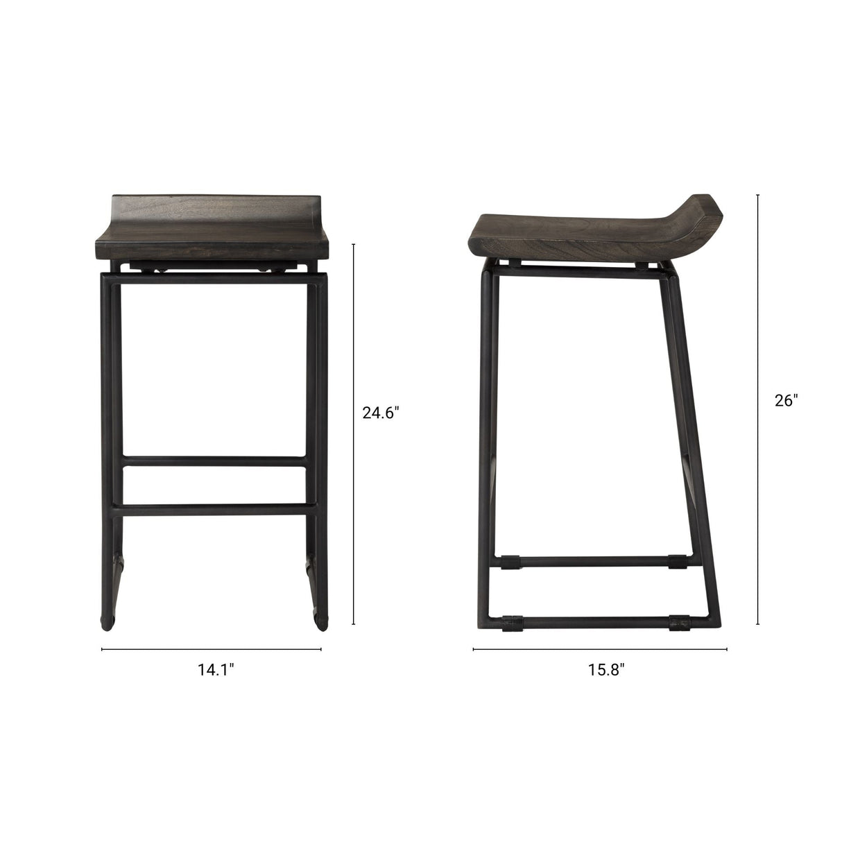 Givens Black Wood Seat Black Frame Stool by Mercana at Eve Furniture
