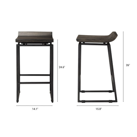 Givens Black Wood Seat Black Frame Stool by Mercana at Eve Furniture