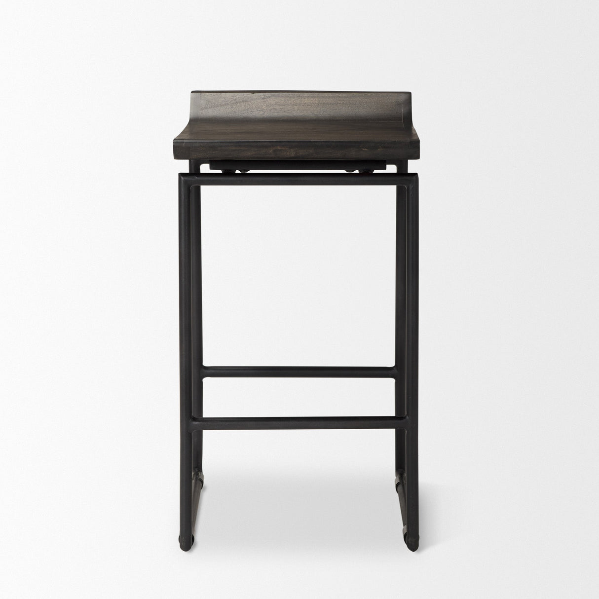 Givens Black Wood Seat Black Frame Stool by Mercana at Eve Furniture