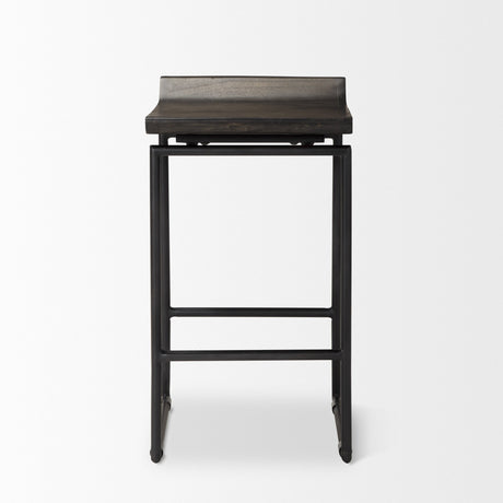 Givens Black Wood Seat Black Frame Stool by Mercana at Eve Furniture
