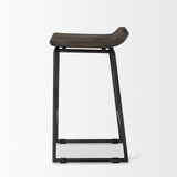 Givens Black Wood Seat Black Frame Stool by Mercana at Eve Furniture