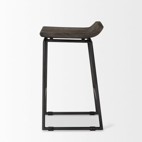 Givens Black Wood Seat Black Frame Stool by Mercana at Eve Furniture