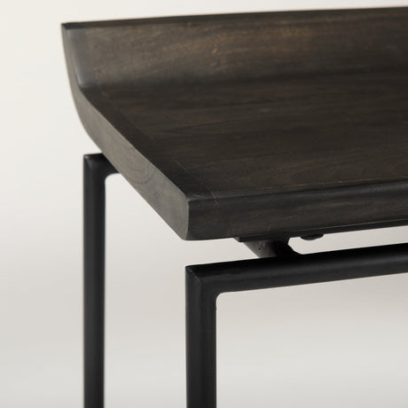 Givens Black Wood Seat Black Frame Stool by Mercana at Eve Furniture
