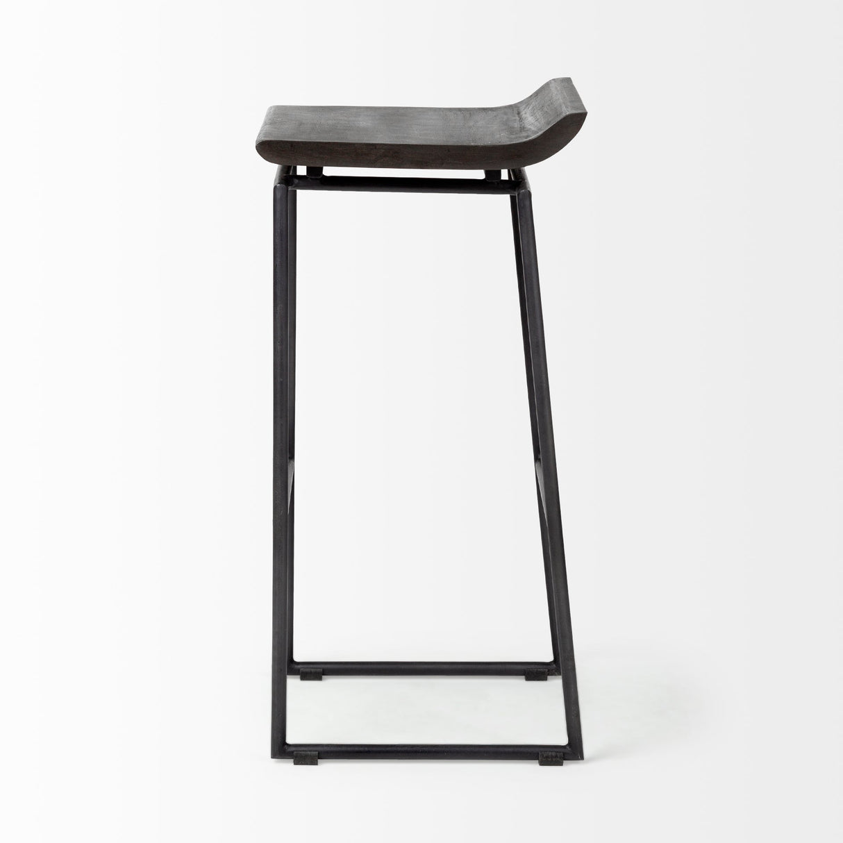 Givens Black Wood Seat Black Metal Base Stool by Mercana at Eve Furniture