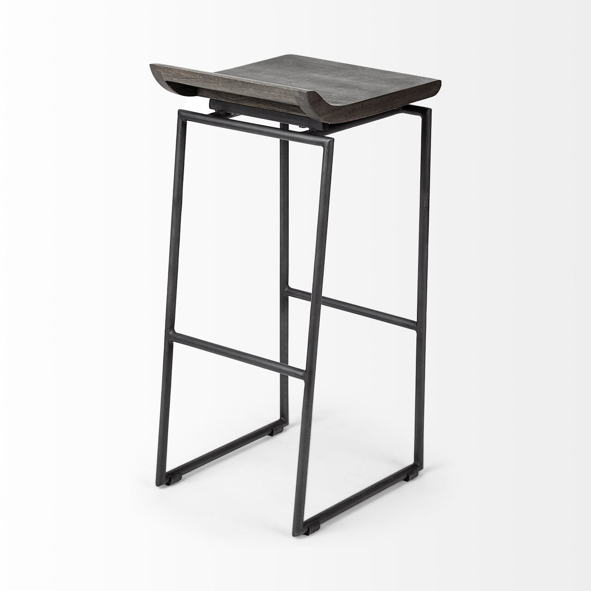 Givens Black Wood Seat Black Metal Base Stool by Mercana at Eve Furniture