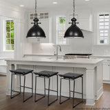 Givens Black Wood Seat Black Metal Base Stool by Mercana at Eve Furniture