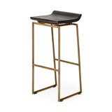 Givens Brown Wood Seat Gold Metal Base Stool by Mercana at Eve Furniture