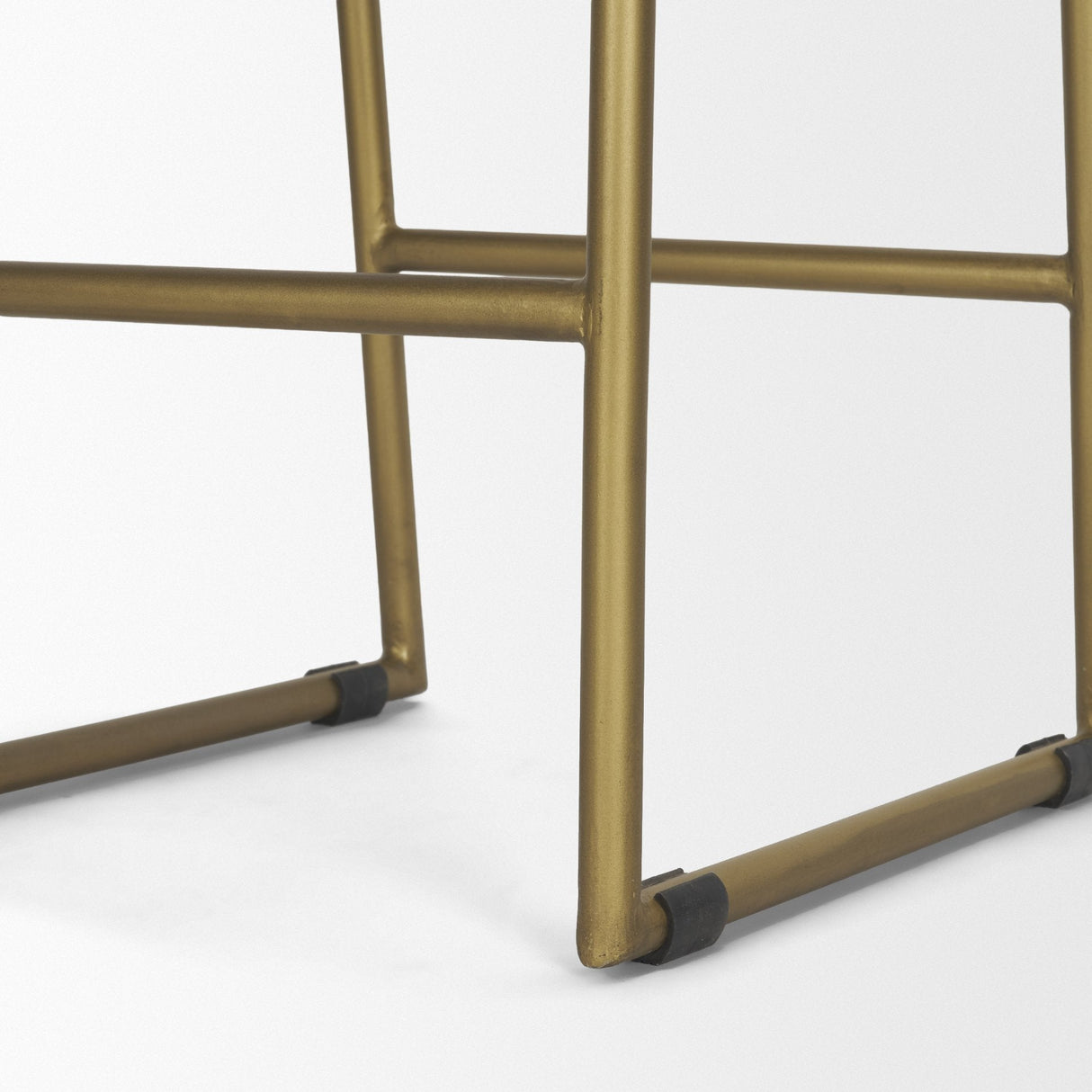 Givens Brown Wood Seat Gold Metal Frame Stool by Mercana at Eve Furniture