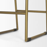 Givens Brown Wood Seat Gold Metal Frame Stool by Mercana at Eve Furniture