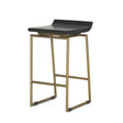 Givens Brown Wood Seat Gold Metal Frame Stool by Mercana at Eve Furniture
