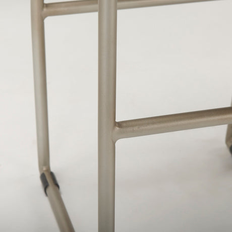 Givens Brown Wood W/Silver Metal Frame Barstool by Mercana at Eve Furniture