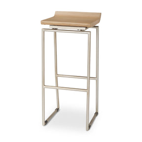 Givens Brown Wood W/Silver Metal Frame Barstool by Mercana at Eve Furniture