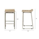 Givens 25.8"H Seat Height Brown Wood W/Silver Metal Frame Counterstool by Mercana at Eve Furniture