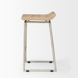 Givens 25.8"H Seat Height Brown Wood W/Silver Metal Frame Counterstool by Mercana at Eve Furniture