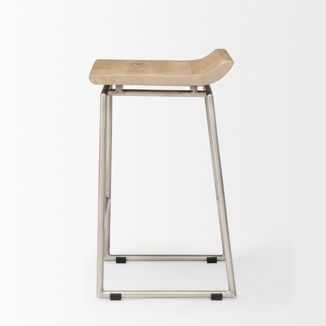 Givens Brown Wood W/Silver Metal Frame Counterstool by Mercana at Eve Furniture