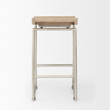Givens 25.8"H Seat Height Brown Wood W/Silver Metal Frame Counterstool by Mercana at Eve Furniture
