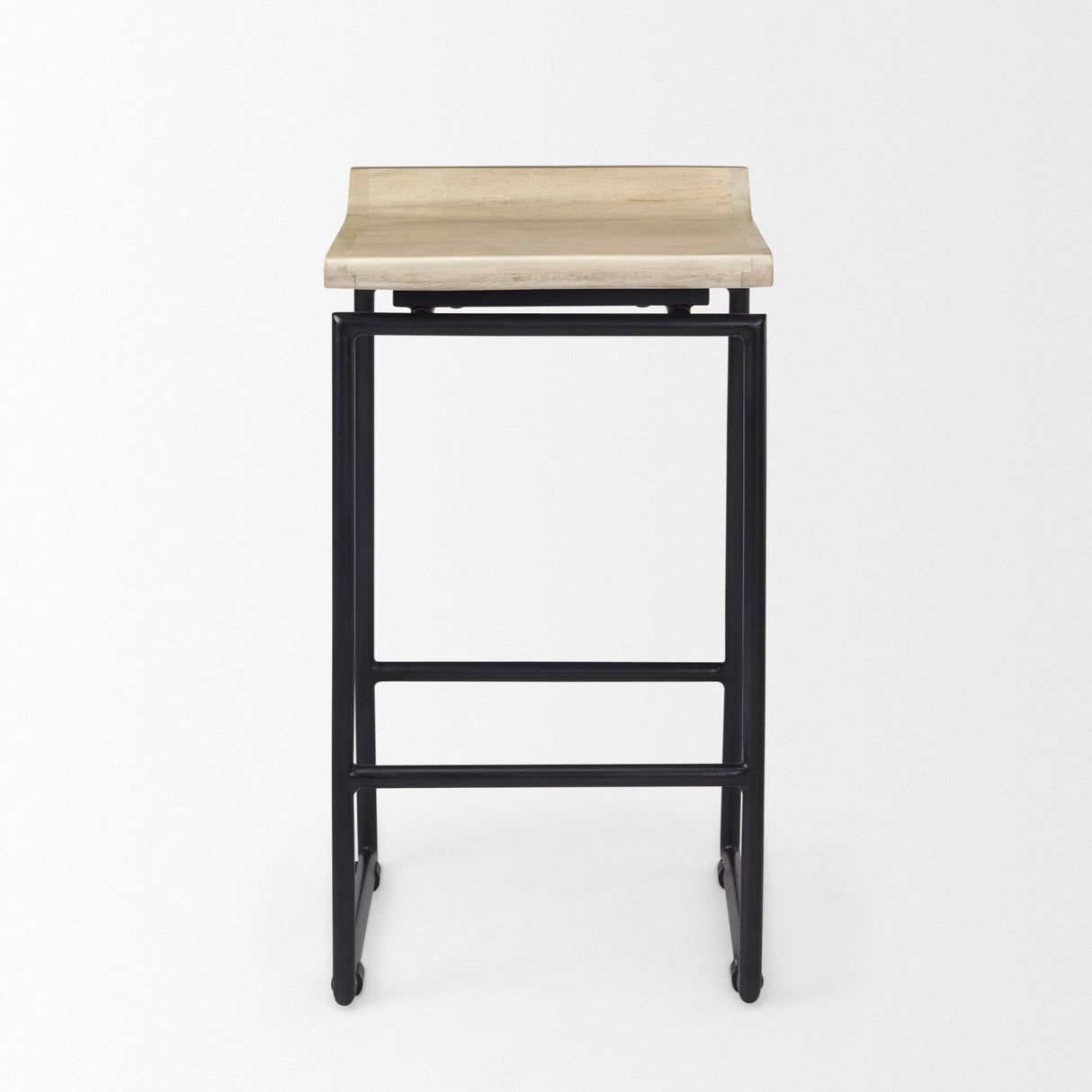 Givens Natural Wood W/Black Metal Counter Stool by Mercana at Eve Furniture