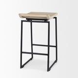 Givens Natural Wood W/Black Metal Counter Stool by Mercana at Eve Furniture