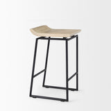 Givens Natural Wood W/Black Metal Counter Stool by Mercana at Eve Furniture