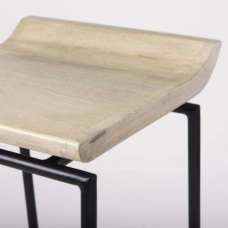 Givens Natural Wood W/Black Metal Counter Stool by Mercana at Eve Furniture