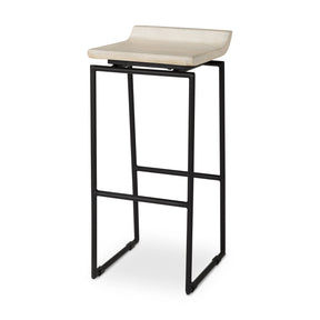 Givens Natural Wood W/Black Metal Frame Bar Stool by Mercana at Eve Furniture