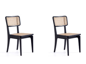 Giverny Dining Chair in Black and Natural Cane (set of 2) by Manhattan Comfort at Eve Furniture