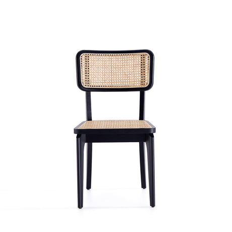 Giverny Dining Chair in Black and Natural Cane (set of 4) by Manhattan Comfort at Eve Furniture