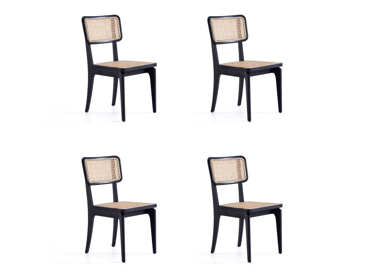Giverny Dining Chair in Black and Natural Cane (set of 4) by Manhattan Comfort at Eve Furniture
