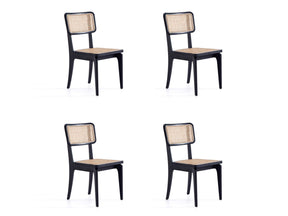 Giverny Dining Chair in Black and Natural Cane (set of 4) by Manhattan Comfort at Eve Furniture