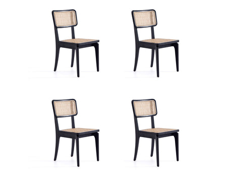 Giverny Dining Chair in Black and Natural Cane (set of 4) by Manhattan Comfort at Eve Furniture