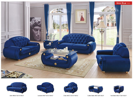 Giza Sofa Fabric in Dark Blue by ESF Furniture at Eve Furniture