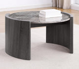 Gladstone Distressed Gray Round Faux Marble Top Coffee Table by Coaster at Eve Furniture