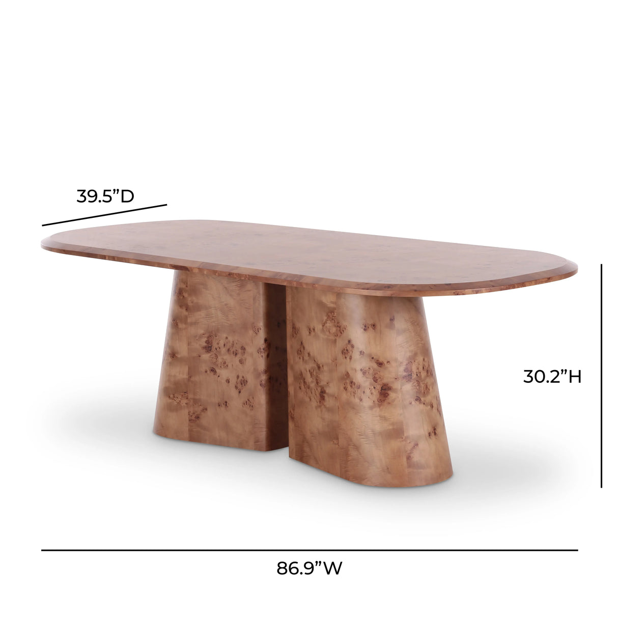 Gladyss 87" Burl Oval Dining Table by TOV Furniture at Eve Furniture