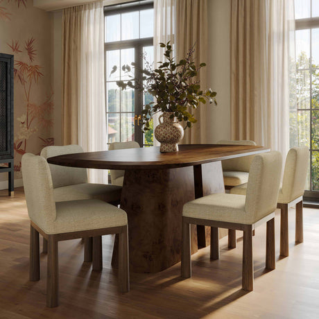 Gladyss Brown Burl Oval 87" Dining Table by TOV Furniture at Eve Furniture