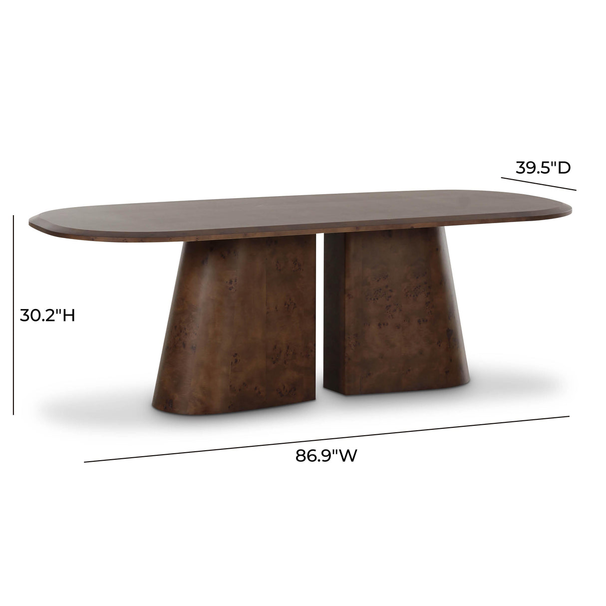 Gladyss Brown Burl Oval 87" Dining Table by TOV Furniture at Eve Furniture