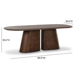 Gladyss Brown Burl Oval 87" Dining Table by TOV Furniture at Eve Furniture