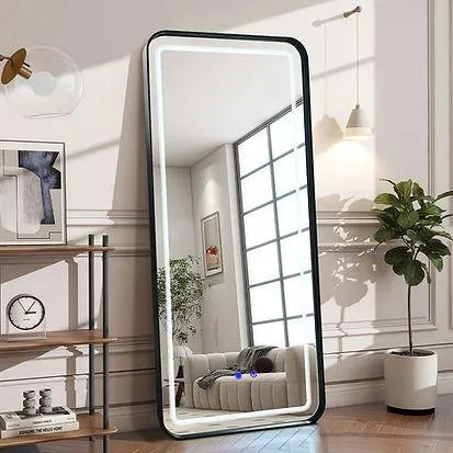 Glam Black Modest Floor Mirror by New Era Innovations at Eve Furniture