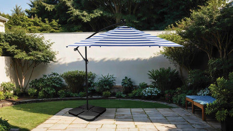 Glam Blue/White/Black Cantilever Umbrella by Furniture of America at Eve Furniture