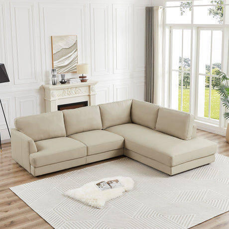 Glander Cream Leather RAF Chaise Sectional