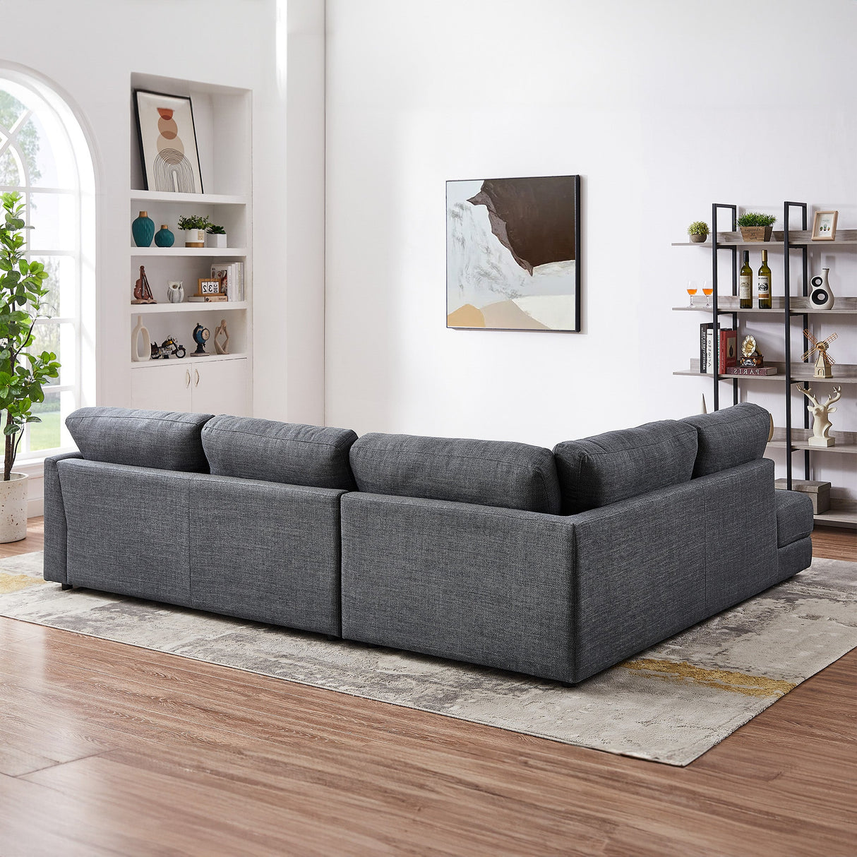 Glander Grey Fabric Left-Facing Sectional Sofa by Ashcroft Furniture at Eve Furniture
