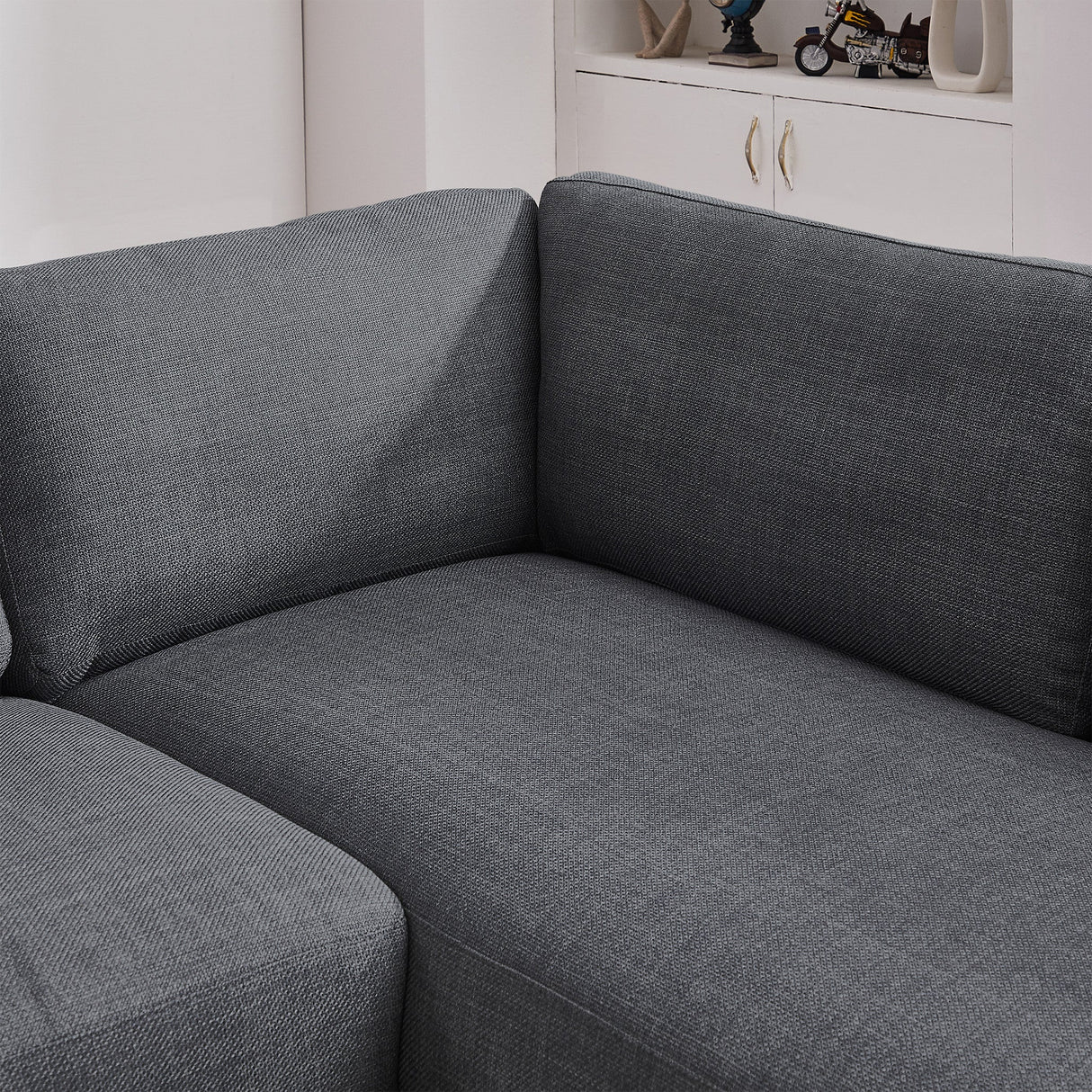 Glander Grey Fabric Right-Facing Sectional Sofa by Ashcroft Furniture at Eve Furniture