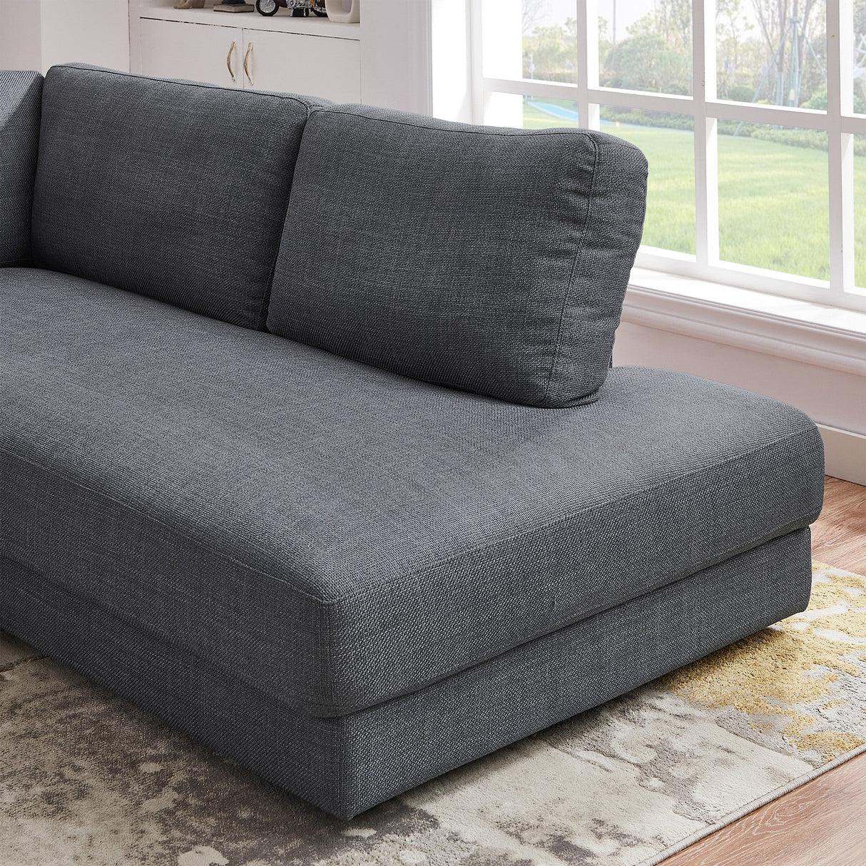Glander Grey Fabric Right-Facing Sectional Sofa by Ashcroft Furniture at Eve Furniture