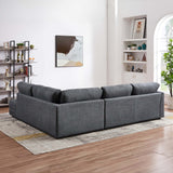 Glander  Mid-century Modern Cozy Sectional Sofa Cream / Left Sectional / Linen