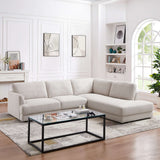 Glander  Mid-century Modern Cozy Sectional Sofa Cream / Right Sectional / Linen