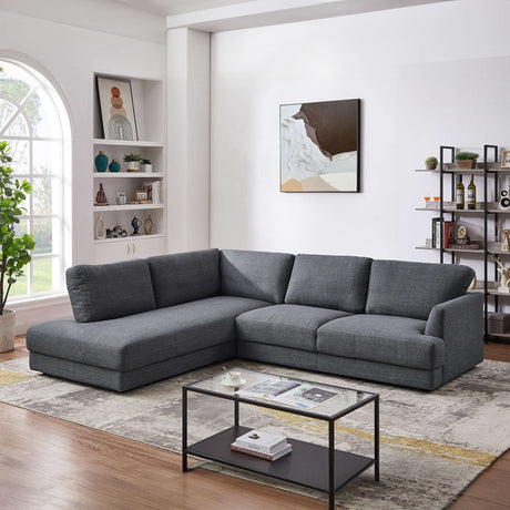 Glander  Mid-century Modern Cozy Sectional Sofa Grey / Left Sectional / Linen