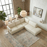 Glander Real Beige Leather Right-Facing Sectional by Ashcroft Imports at Eve Furniture