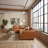 Glander Real Tan Leather Left-Facing Sectional by Ashcroft Furniture at Eve Furniture