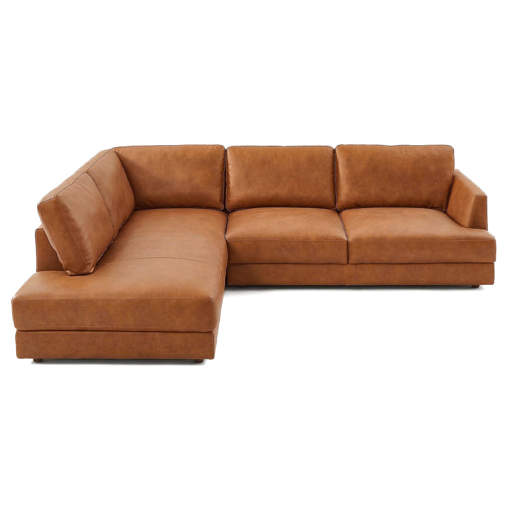 Glander Real Tan Leather Left-Facing Sectional by Ashcroft Furniture at Eve Furniture