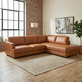 Glander Real Tan Leather Right-Facing Sectional by Ashcroft Furniture at Eve Furniture